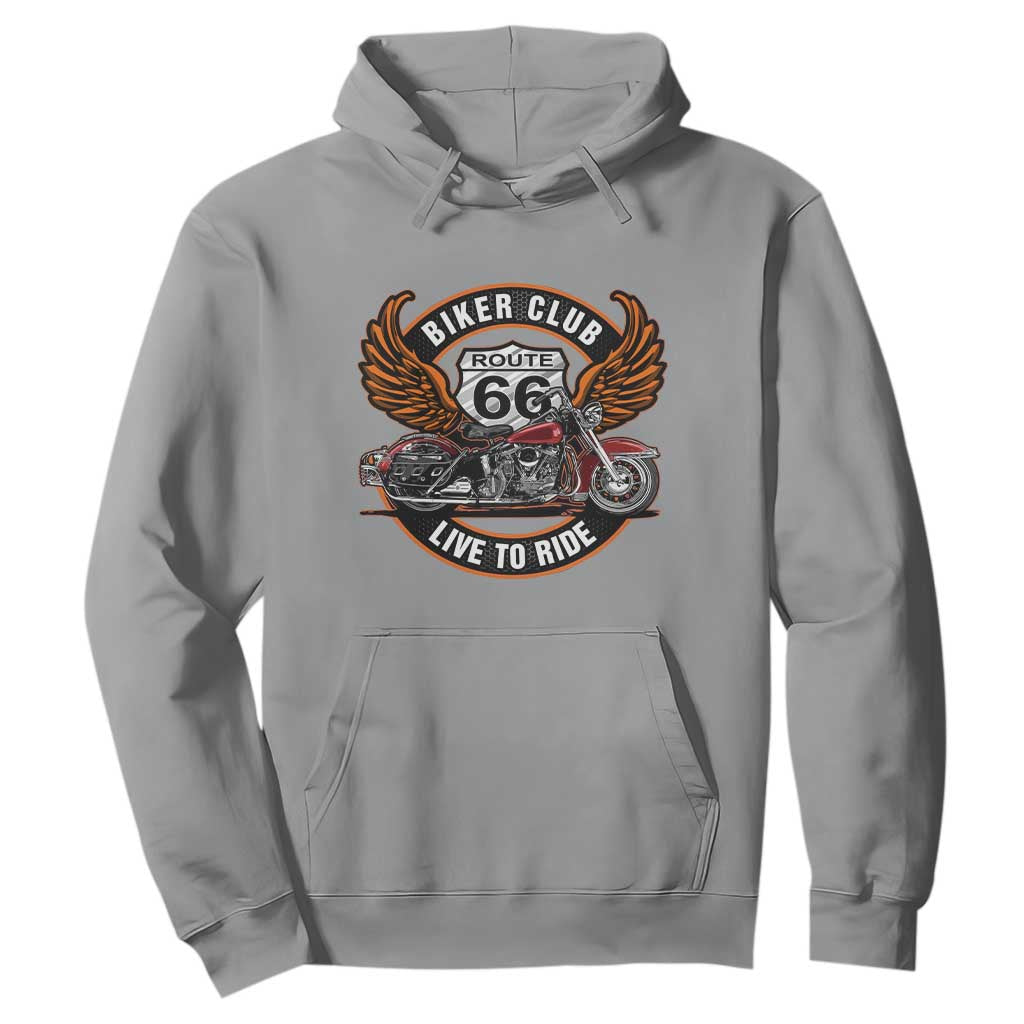 Vintage Route Highway 66 Biker Club Hoodie Live To Ride Motorcycle Graphic TS12 Sport Gray Print Your Wear