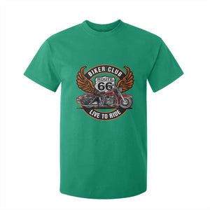 Vintage Route Highway 66 Biker Club T Shirt For Kid Live To Ride Motorcycle Graphic TS12 Irish Green Print Your Wear