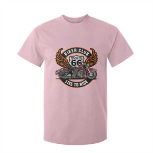 Vintage Route Highway 66 Biker Club T Shirt For Kid Live To Ride Motorcycle Graphic TS12 Light Pink Print Your Wear