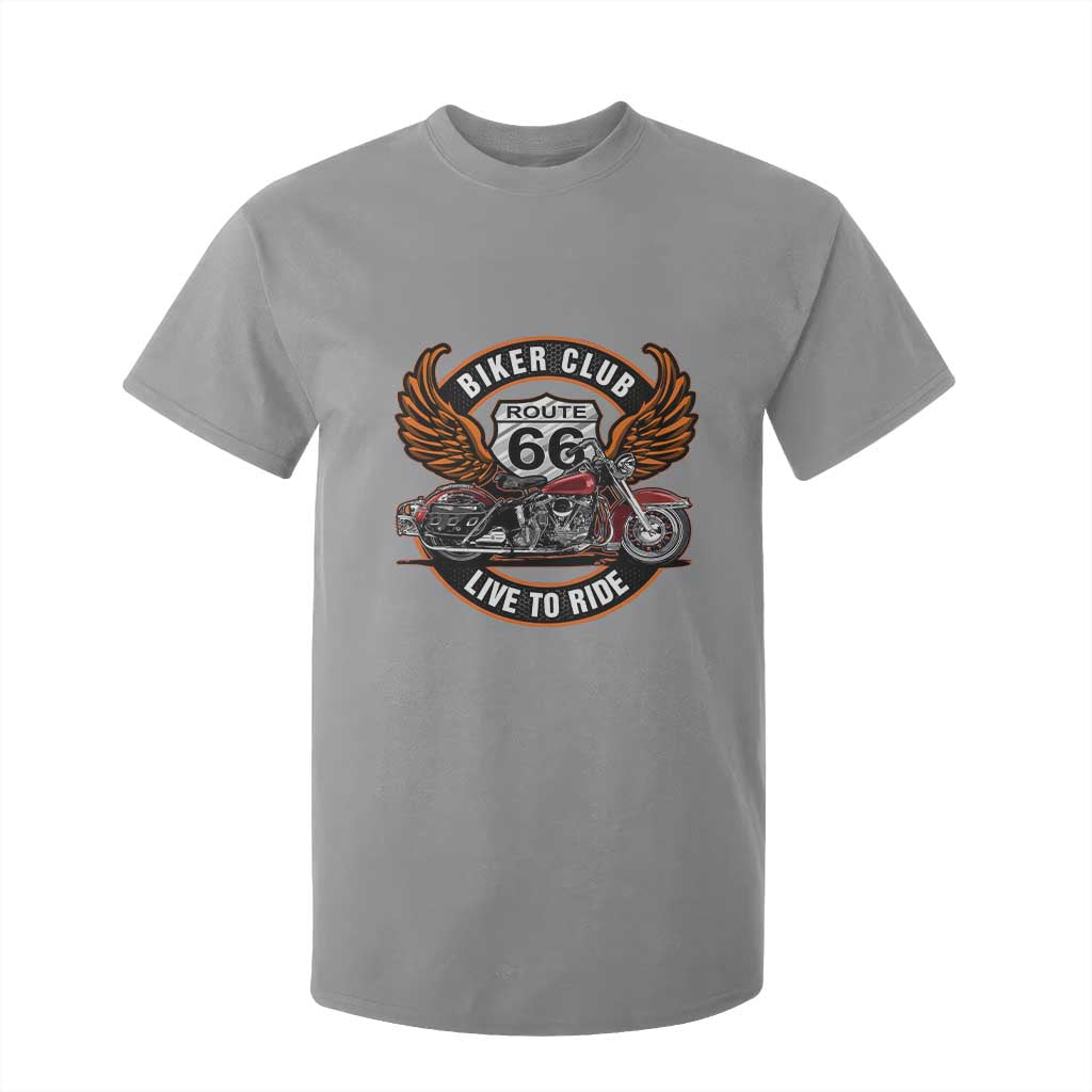 Vintage Route Highway 66 Biker Club T Shirt For Kid Live To Ride Motorcycle Graphic TS12 Sport Gray Print Your Wear
