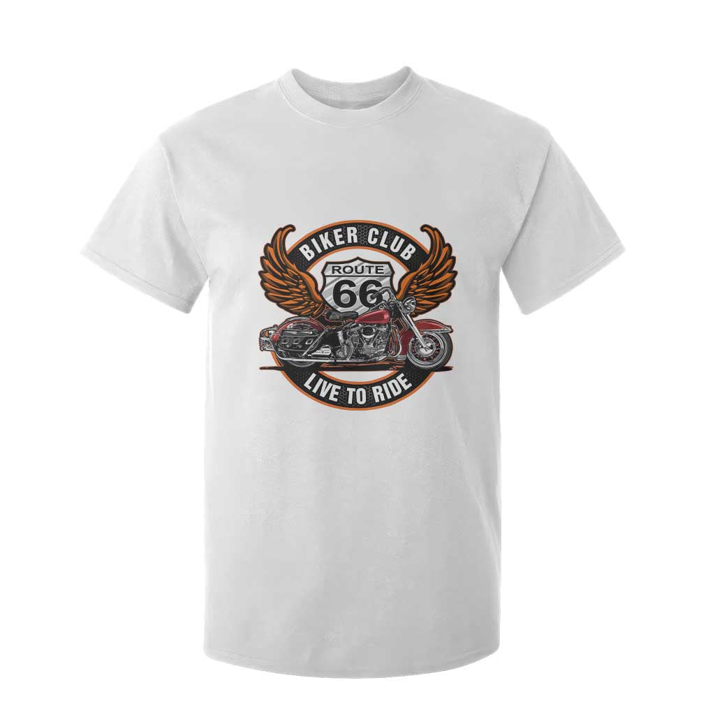 Vintage Route Highway 66 Biker Club T Shirt For Kid Live To Ride Motorcycle Graphic TS12 White Print Your Wear