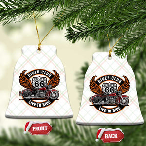 Vintage Route Highway 66 Biker Club Ceramic Ornament Live To Ride Motorcycle Graphic TS12 Print Your Wear
