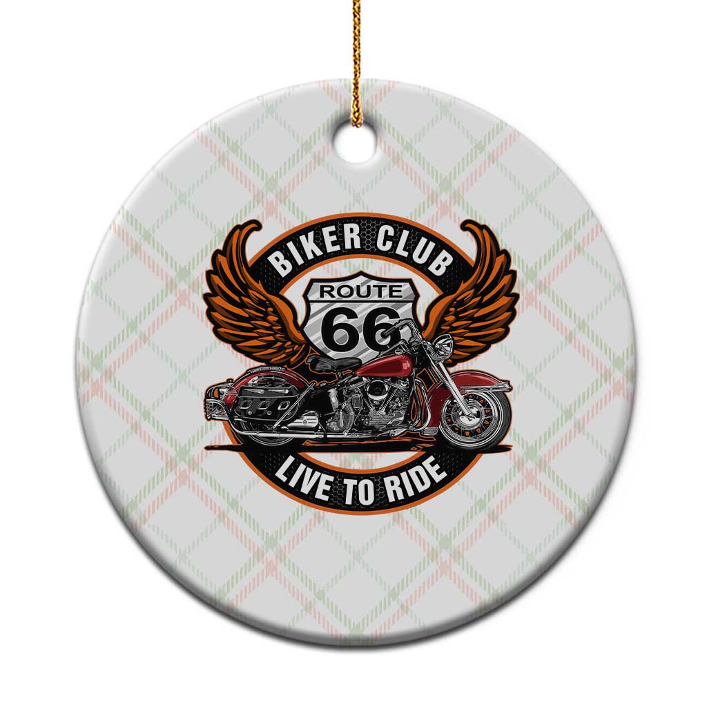 Vintage Route Highway 66 Biker Club Ceramic Ornament Live To Ride Motorcycle Graphic TS12 1pc Christmas Plaid Print Your Wear