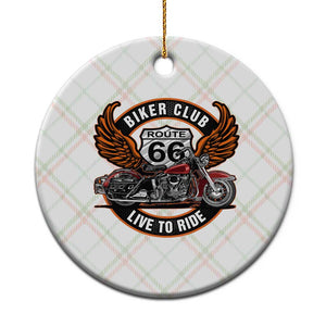 Vintage Route Highway 66 Biker Club Ceramic Ornament Live To Ride Motorcycle Graphic TS12 1pc Christmas Plaid Print Your Wear