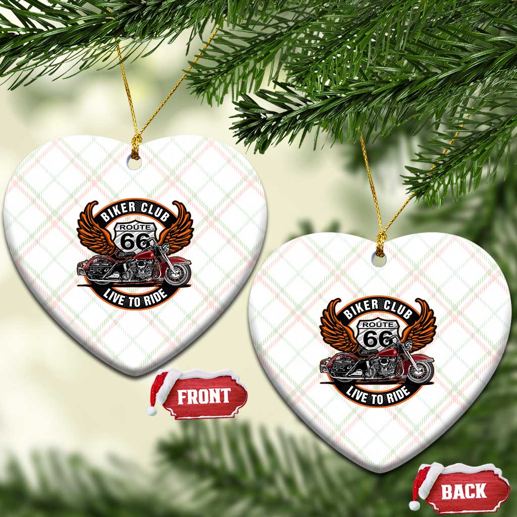 Vintage Route Highway 66 Biker Club Ceramic Ornament Live To Ride Motorcycle Graphic TS12 Print Your Wear