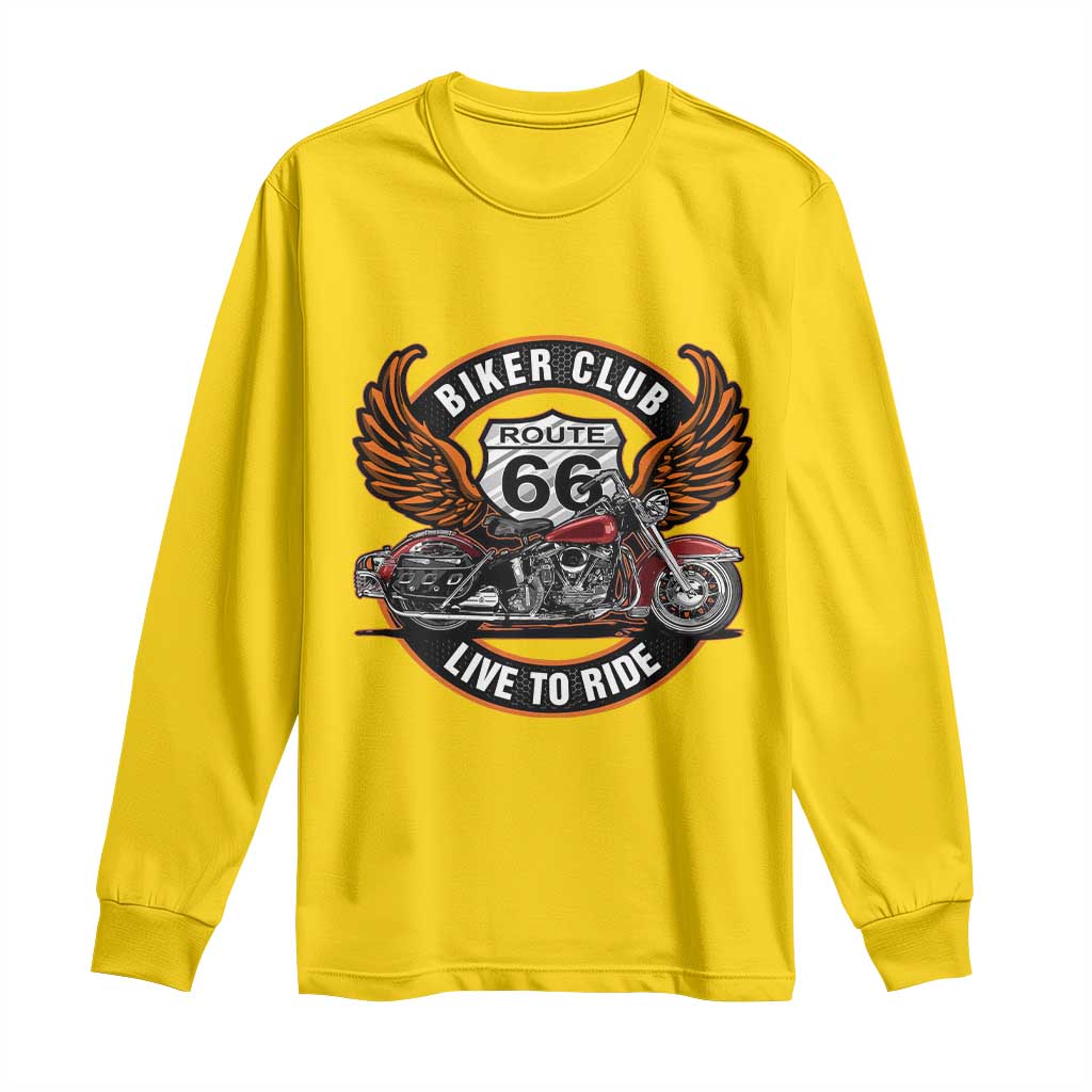 Vintage Route Highway 66 Biker Club Long Sleeve Shirt Live To Ride Motorcycle Graphic TS12 Daisy Print Your Wear