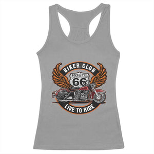 Vintage Route Highway 66 Biker Club Racerback Tank Top Live To Ride Motorcycle Graphic TS12 Sport Gray Print Your Wear