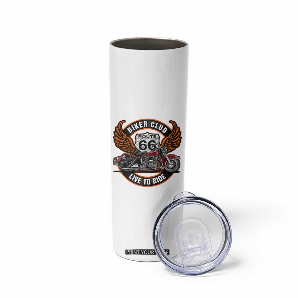 Vintage Route Highway 66 Biker Club Skinny Tumbler Live To Ride Motorcycle Graphic TS12 Print Your Wear
