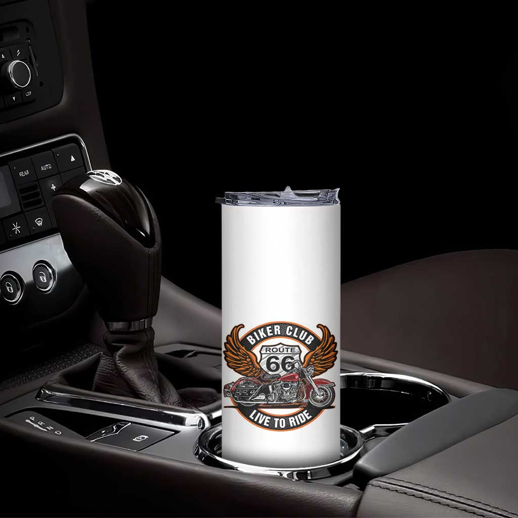 Vintage Route Highway 66 Biker Club Skinny Tumbler Live To Ride Motorcycle Graphic TS12 Print Your Wear