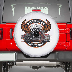 Vintage Route Highway 66 Biker Club Spare Tire Cover Live To Ride Motorcycle Graphic TS12 White Print Your Wear