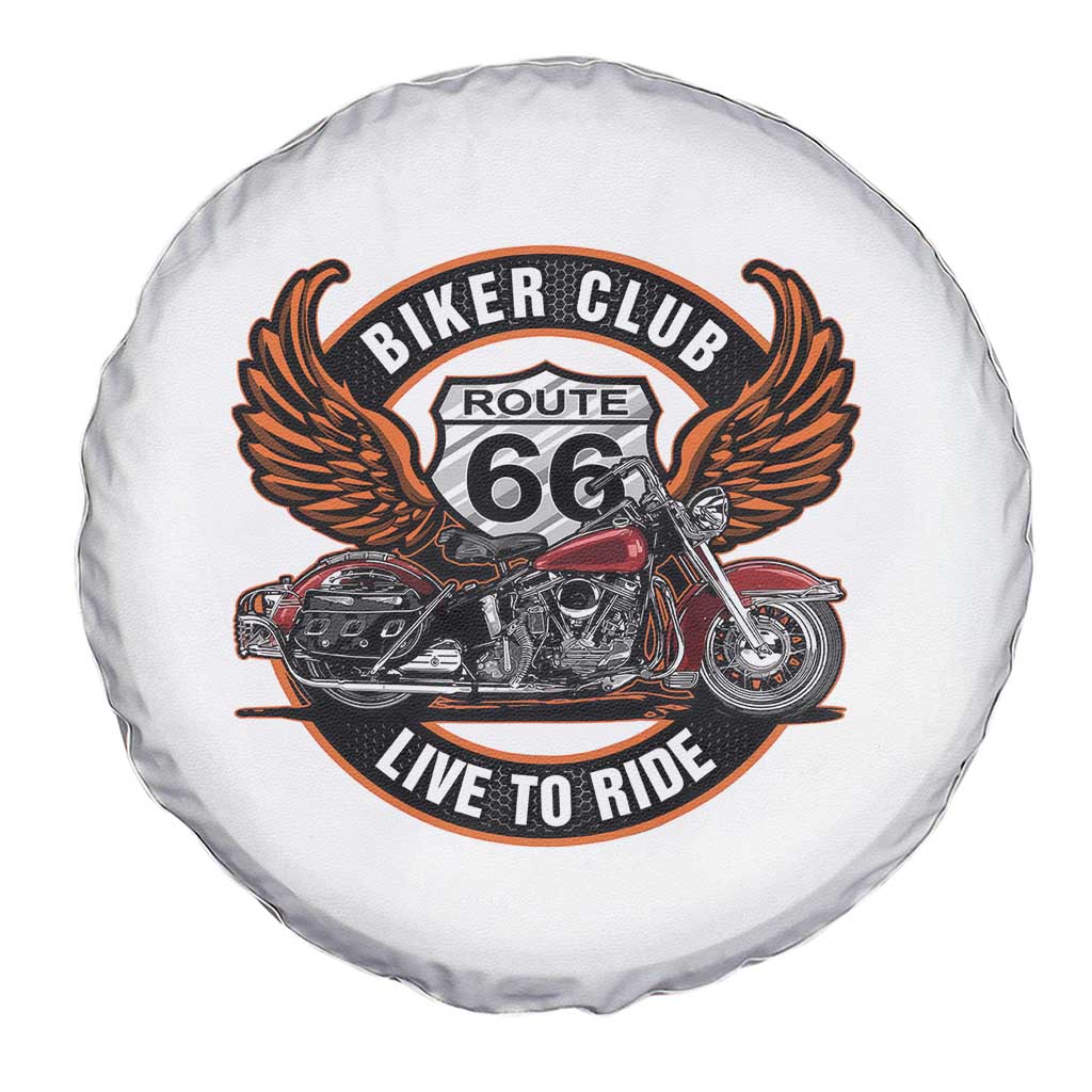 Vintage Route Highway 66 Biker Club Spare Tire Cover Live To Ride Motorcycle Graphic TS12 Print Your Wear