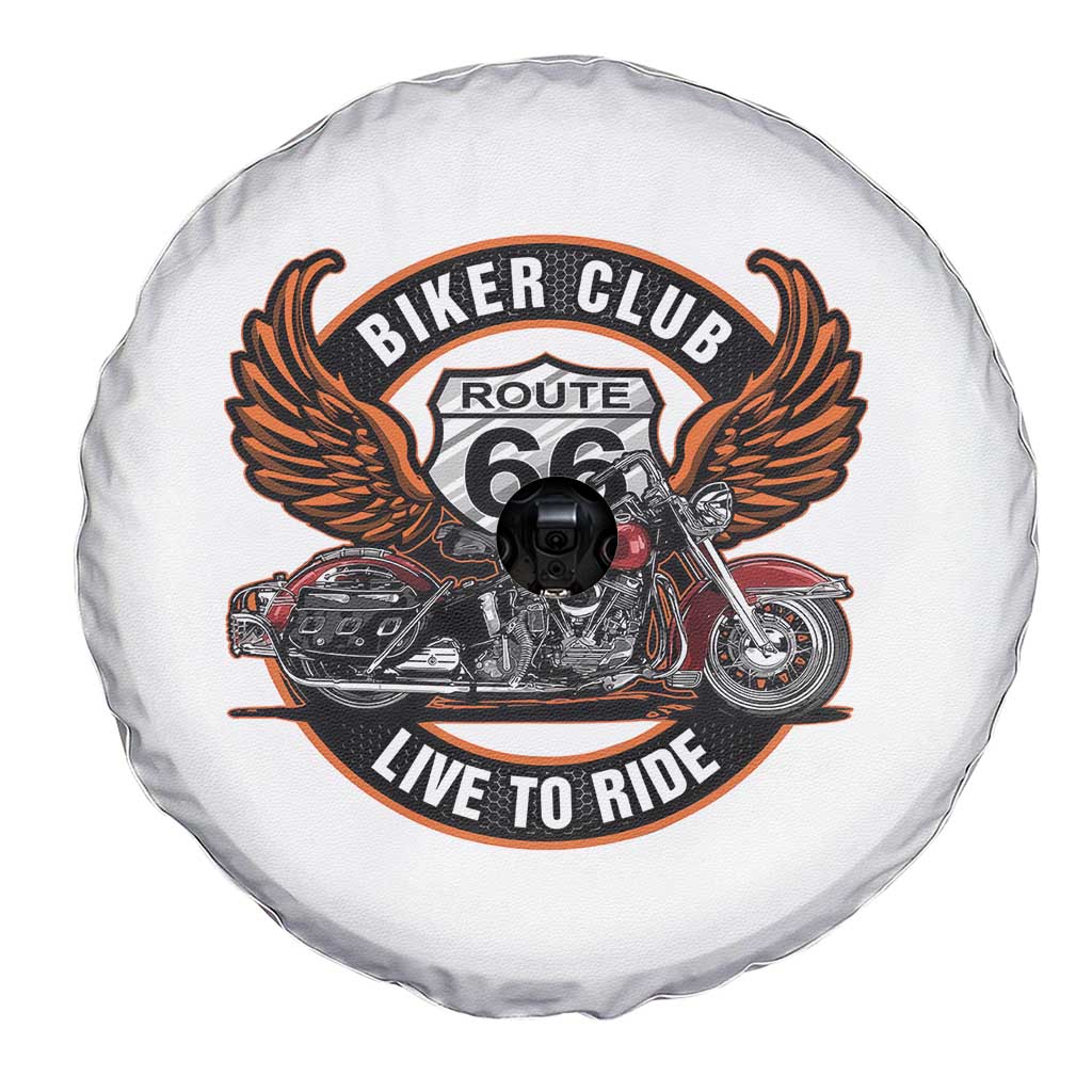 Vintage Route Highway 66 Biker Club Spare Tire Cover Live To Ride Motorcycle Graphic TS12 Print Your Wear