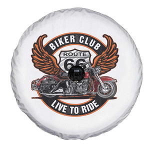 Vintage Route Highway 66 Biker Club Spare Tire Cover Live To Ride Motorcycle Graphic TS12 Print Your Wear