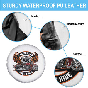 Vintage Route Highway 66 Biker Club Spare Tire Cover Live To Ride Motorcycle Graphic TS12 Print Your Wear