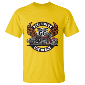 Vintage Route Highway 66 Biker Club T Shirt Live To Ride Motorcycle Graphic TS12 Daisy Print Your Wear