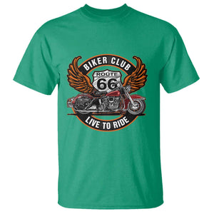 Vintage Route Highway 66 Biker Club T Shirt Live To Ride Motorcycle Graphic TS12 Irish Green Print Your Wear