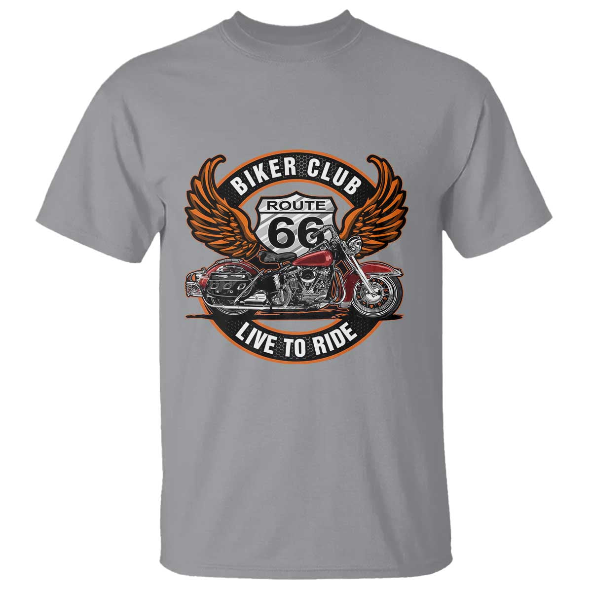 Vintage Route Highway 66 Biker Club T Shirt Live To Ride Motorcycle Graphic TS12 Sport Gray Print Your Wear