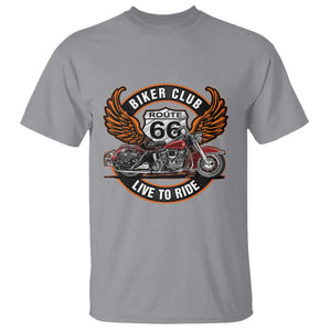 Vintage Route Highway 66 Biker Club T Shirt Live To Ride Motorcycle Graphic TS12 Sport Gray Print Your Wear