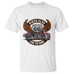 Vintage Route Highway 66 Biker Club T Shirt Live To Ride Motorcycle Graphic TS12 White Print Your Wear