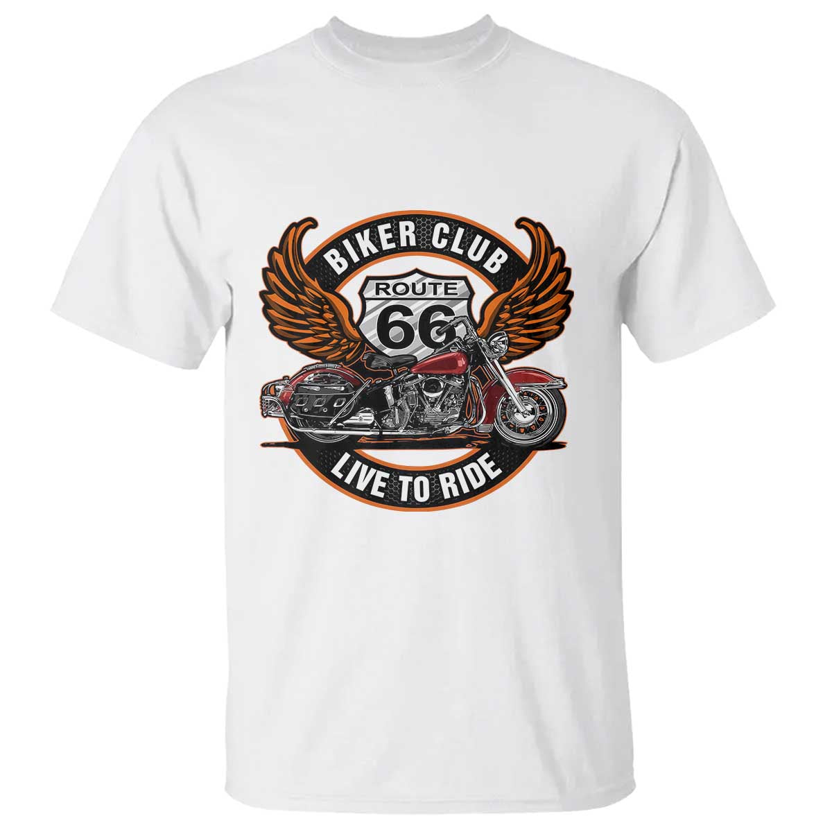 Vintage Route Highway 66 Biker Club T Shirt Live To Ride Motorcycle Graphic TS12 White Print Your Wear