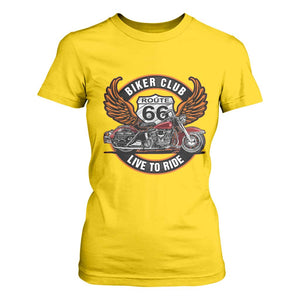 Vintage Route Highway 66 Biker Club T Shirt For Women Live To Ride Motorcycle Graphic TS12 Daisy Print Your Wear
