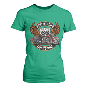 Vintage Route Highway 66 Biker Club T Shirt For Women Live To Ride Motorcycle Graphic TS12 Irish Green Print Your Wear