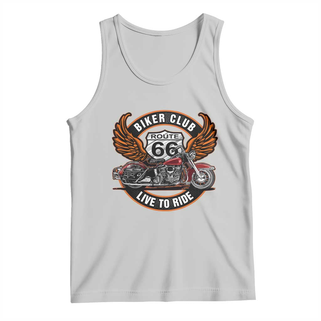 Vintage Route Highway 66 Biker Club Tank Top Live To Ride Motorcycle Graphic TS12 Ash Print Your Wear
