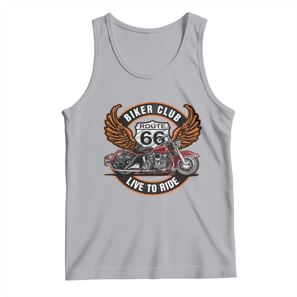 Vintage Route Highway 66 Biker Club Tank Top Live To Ride Motorcycle Graphic TS12 Athletic Heather Print Your Wear