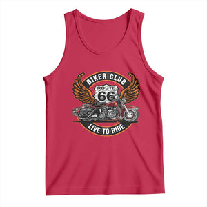 Vintage Route Highway 66 Biker Club Tank Top Live To Ride Motorcycle Graphic TS12 Red Print Your Wear