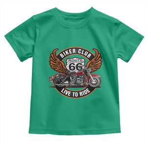 Vintage Route Highway 66 Biker Club Toddler T Shirt Live To Ride Motorcycle Graphic TS12 Irish Green Print Your Wear
