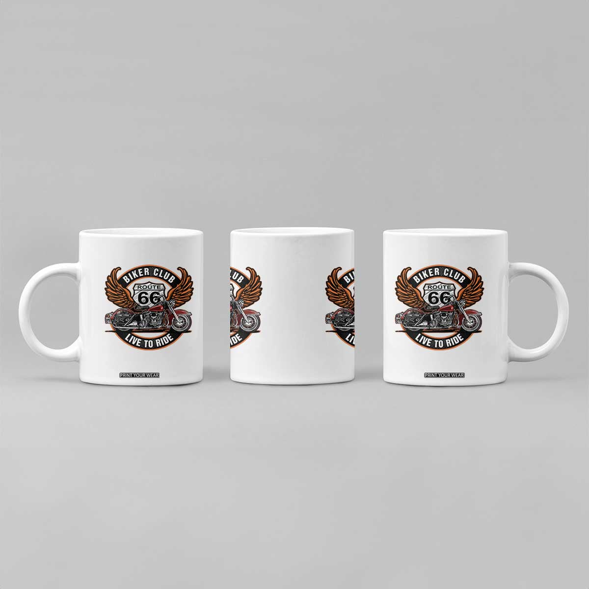 Vintage Route Highway 66 Biker Club Coffee Mug Live To Ride Motorcycle Graphic TS12 Print Your Wear