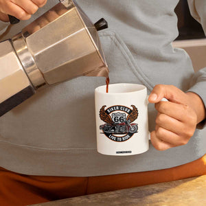 Vintage Route Highway 66 Biker Club Coffee Mug Live To Ride Motorcycle Graphic TS12 Print Your Wear