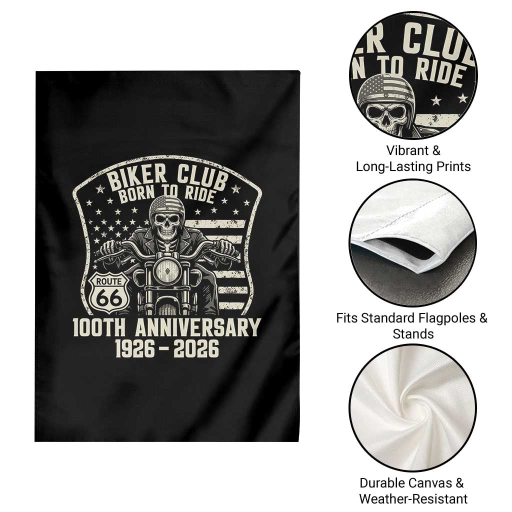 Vintage Biker Club Born To Ride Garden Flag 100th Anniversary Mother Road TS12 Print Your Wear