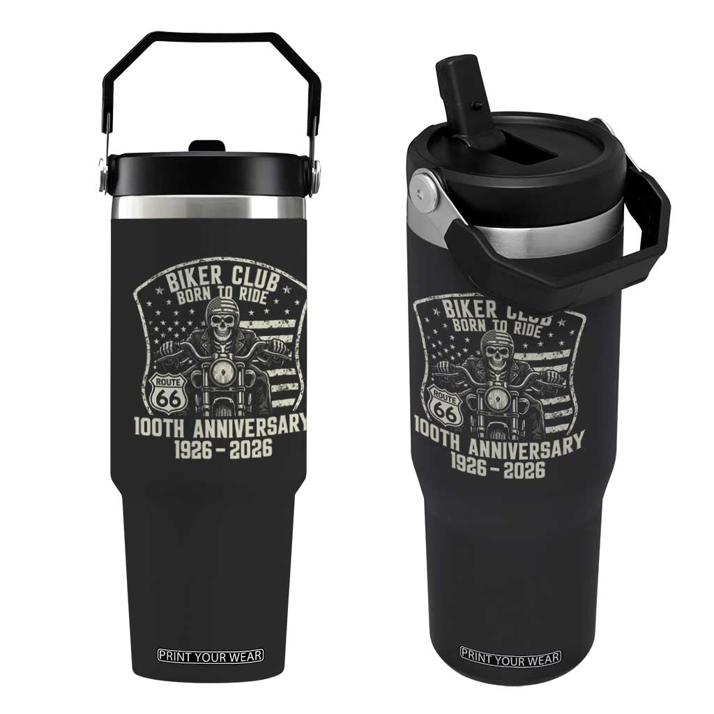 Vintage Biker Club Born To Ride Flip Straw Tumbler 100th Anniversary Mother Road TS12 One Size: 30 oz Black Print Your Wear