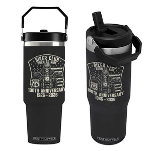 Vintage Biker Club Born To Ride Flip Straw Tumbler 100th Anniversary Mother Road TS12 One Size: 30 oz Black Print Your Wear