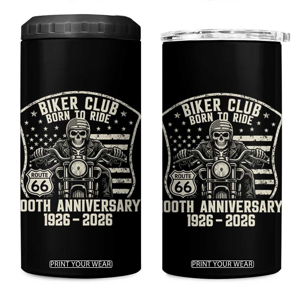 Vintage Biker Club Born To Ride 4 in 1 Can Cooler Tumbler 100th Anniversary Mother Road TS12 One Size: 16 oz Black Print Your Wear