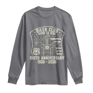 Vintage Biker Club Born To Ride Long Sleeve Shirt 100th Anniversary Mother Road TS12 Charcoal Print Your Wear