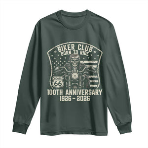 Vintage Biker Club Born To Ride Long Sleeve Shirt 100th Anniversary Mother Road TS12 Dark Forest Green Print Your Wear