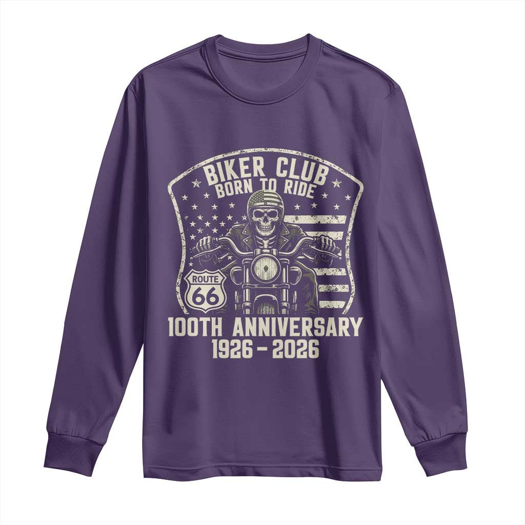 Vintage Biker Club Born To Ride Long Sleeve Shirt 100th Anniversary Mother Road TS12 Purple Print Your Wear