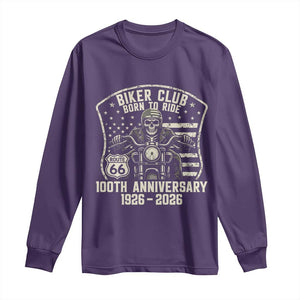 Vintage Biker Club Born To Ride Long Sleeve Shirt 100th Anniversary Mother Road TS12 Purple Print Your Wear