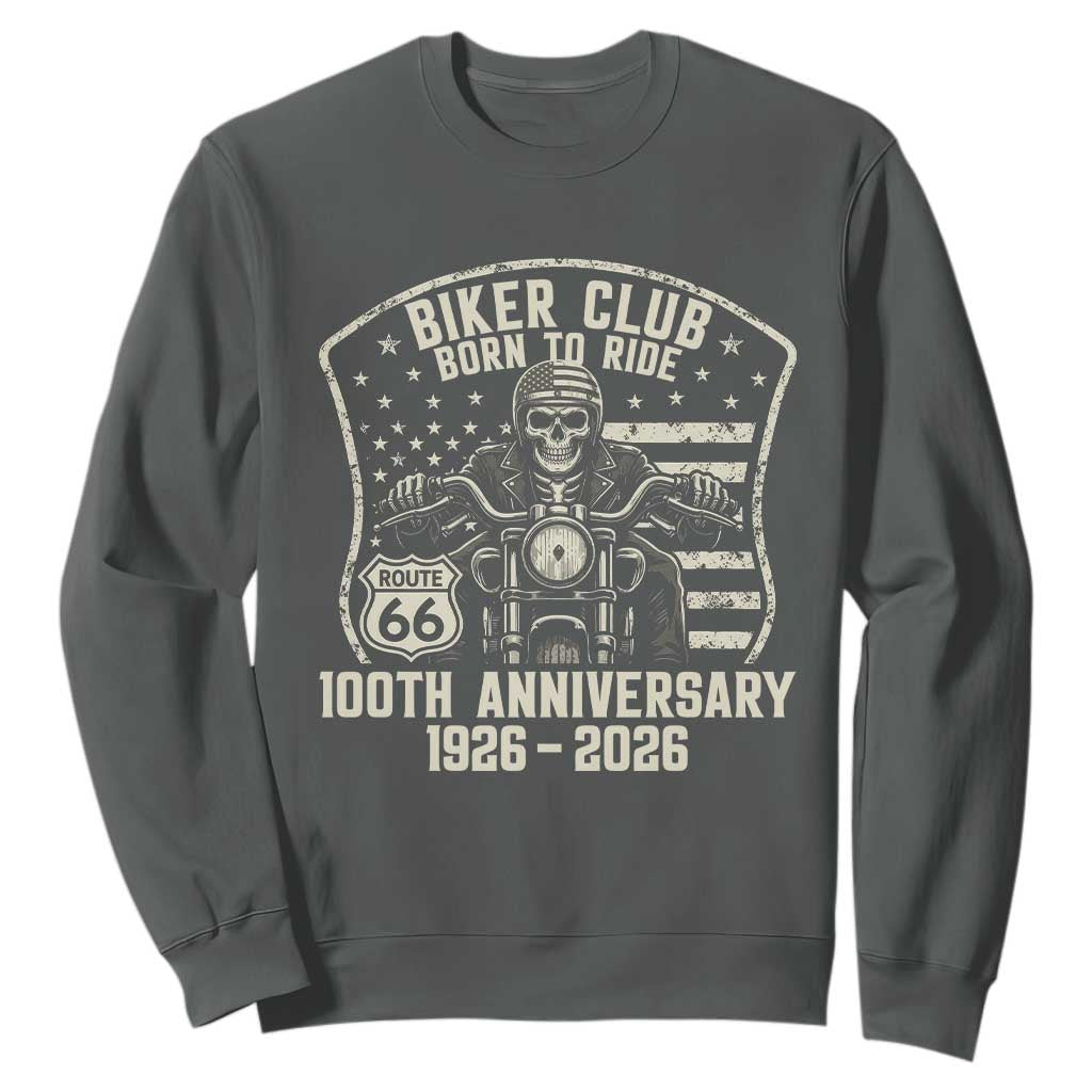 Vintage Biker Club Born To Ride Sweatshirt 100th Anniversary Mother Road TS12 Dark Heather Print Your Wear
