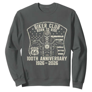 Vintage Biker Club Born To Ride Sweatshirt 100th Anniversary Mother Road TS12 Dark Heather Print Your Wear