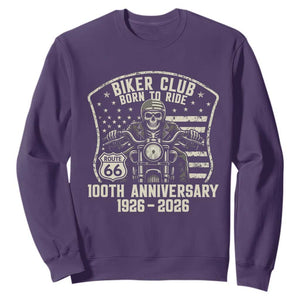 Vintage Biker Club Born To Ride Sweatshirt 100th Anniversary Mother Road TS12 Purple Print Your Wear