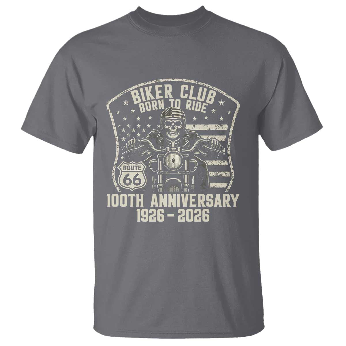 Vintage Biker Club Born To Ride T Shirt 100th Anniversary Mother Road TS12 Charcoal Print Your Wear