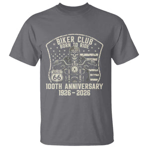 Vintage Biker Club Born To Ride T Shirt 100th Anniversary Mother Road TS12 Charcoal Print Your Wear
