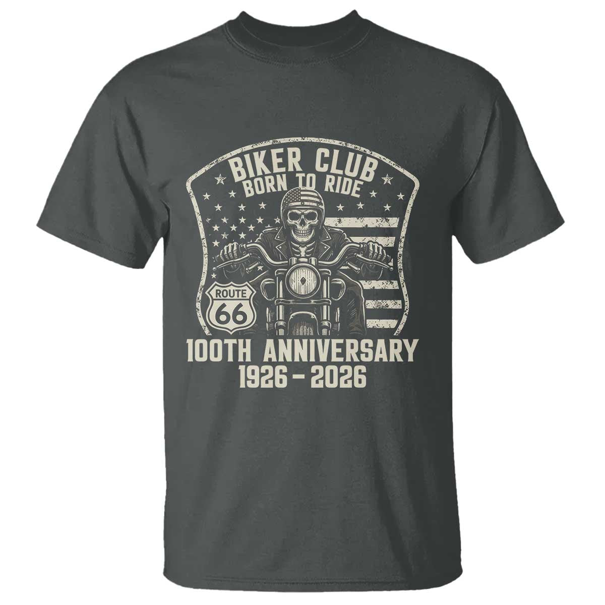 Vintage Biker Club Born To Ride T Shirt 100th Anniversary Mother Road TS12 Dark Heather Print Your Wear