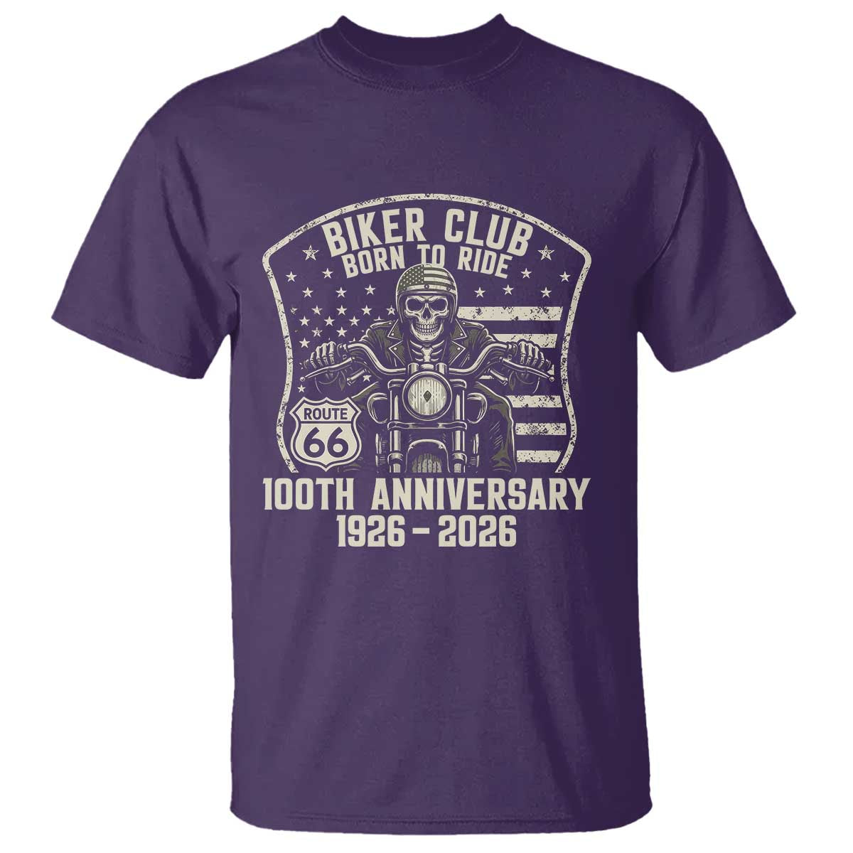 Vintage Biker Club Born To Ride T Shirt 100th Anniversary Mother Road TS12 Purple Print Your Wear