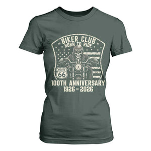 Vintage Biker Club Born To Ride T Shirt For Women 100th Anniversary Mother Road TS12 Dark Forest Green Print Your Wear