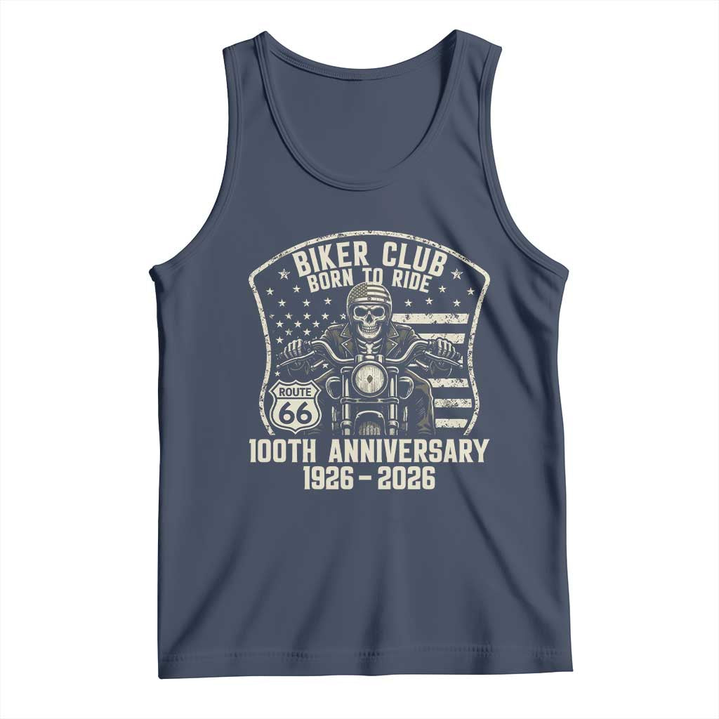 Vintage Biker Club Born To Ride Tank Top 100th Anniversary Mother Road TS12 Navy Print Your Wear