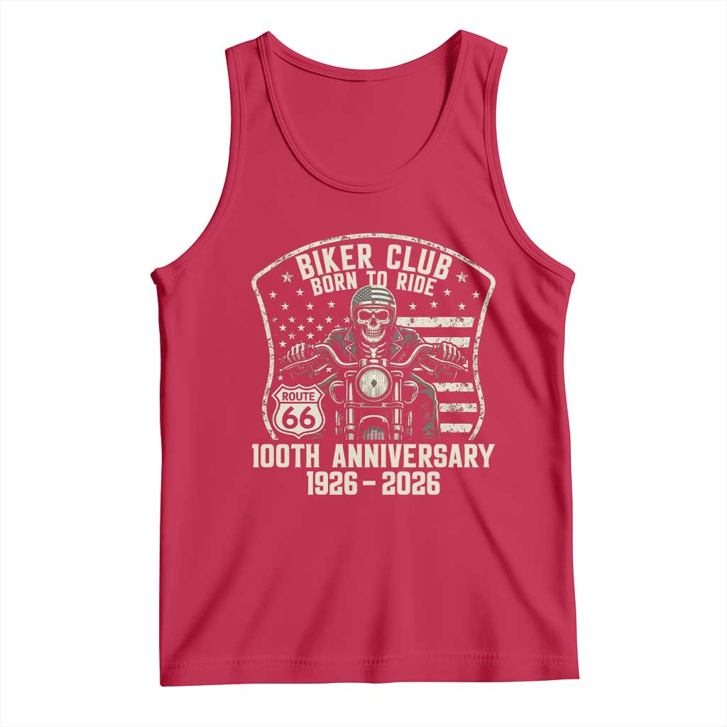 Vintage Biker Club Born To Ride Tank Top 100th Anniversary Mother Road TS12 Red Print Your Wear